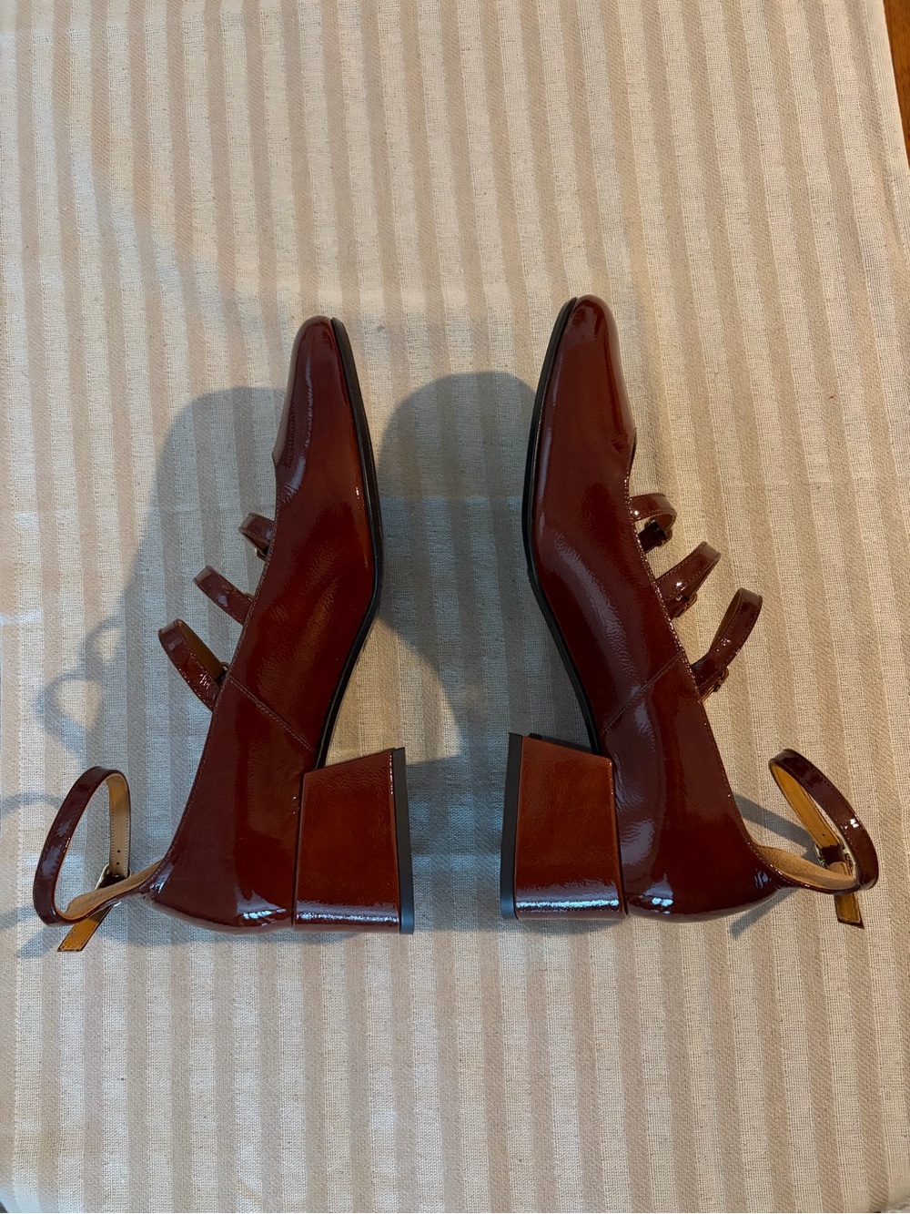 Sezane - Women’s Patent Leather Mahogany Multi-Strap Mary Jane’s - Picture 3 of 5